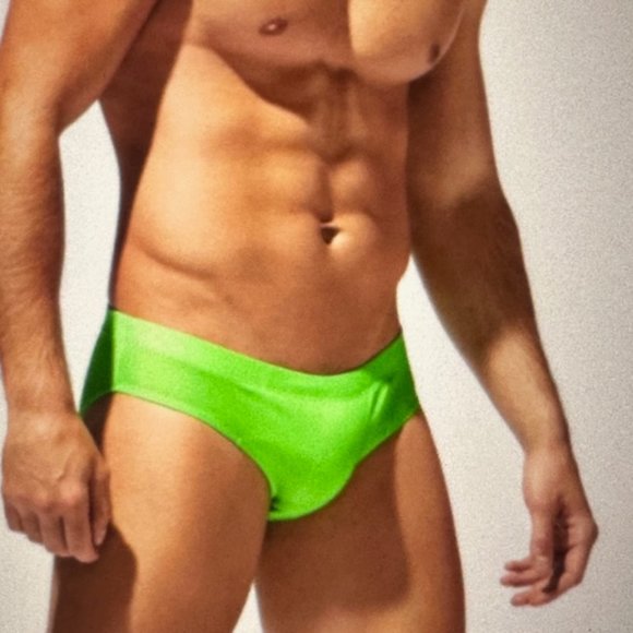 Brand New Men Solid Swim Brief Lime Green Various - Picture 3 of 4
